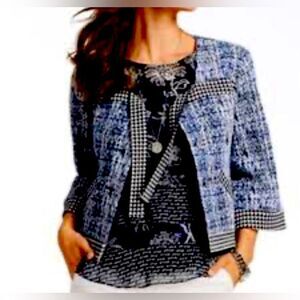 Cabi Blue Matrix 21 Club Crop Blazer Jacket